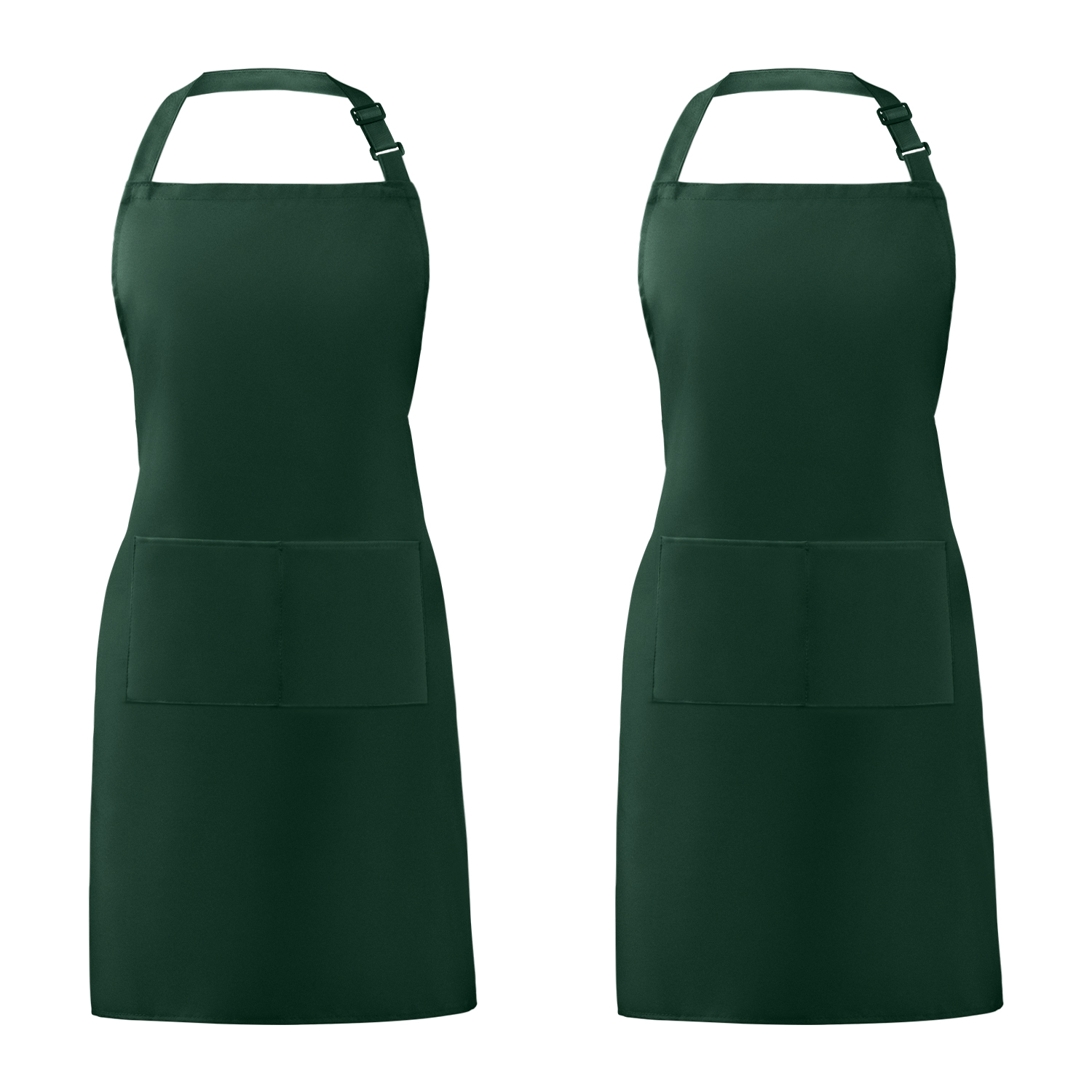 KA007DG 2 Pack Adjustable Bib Apron, Dark Green Syntus