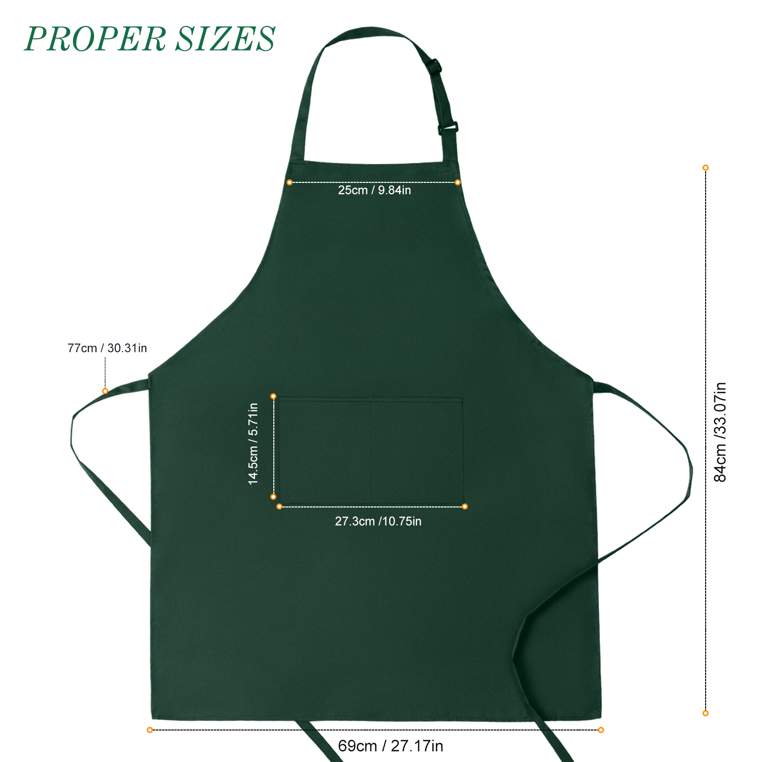 KA007DG 2 Pack Adjustable Bib Apron, Dark Green Syntus
